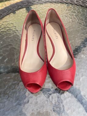 Talbots Red Open-Toe Leather Pumps